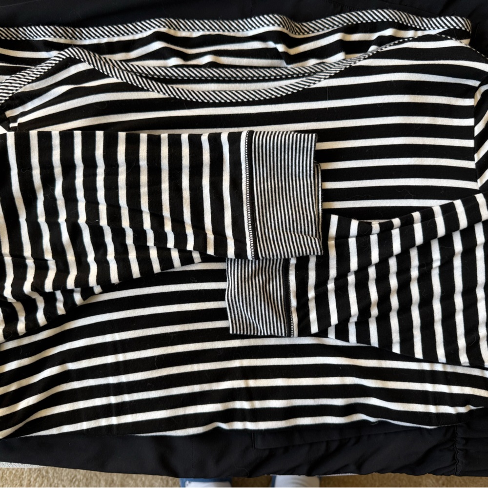UPF Talbots T Striped Black and White Long Sleeve Top with Black Pants (outfit) - Picture 2 of 7
